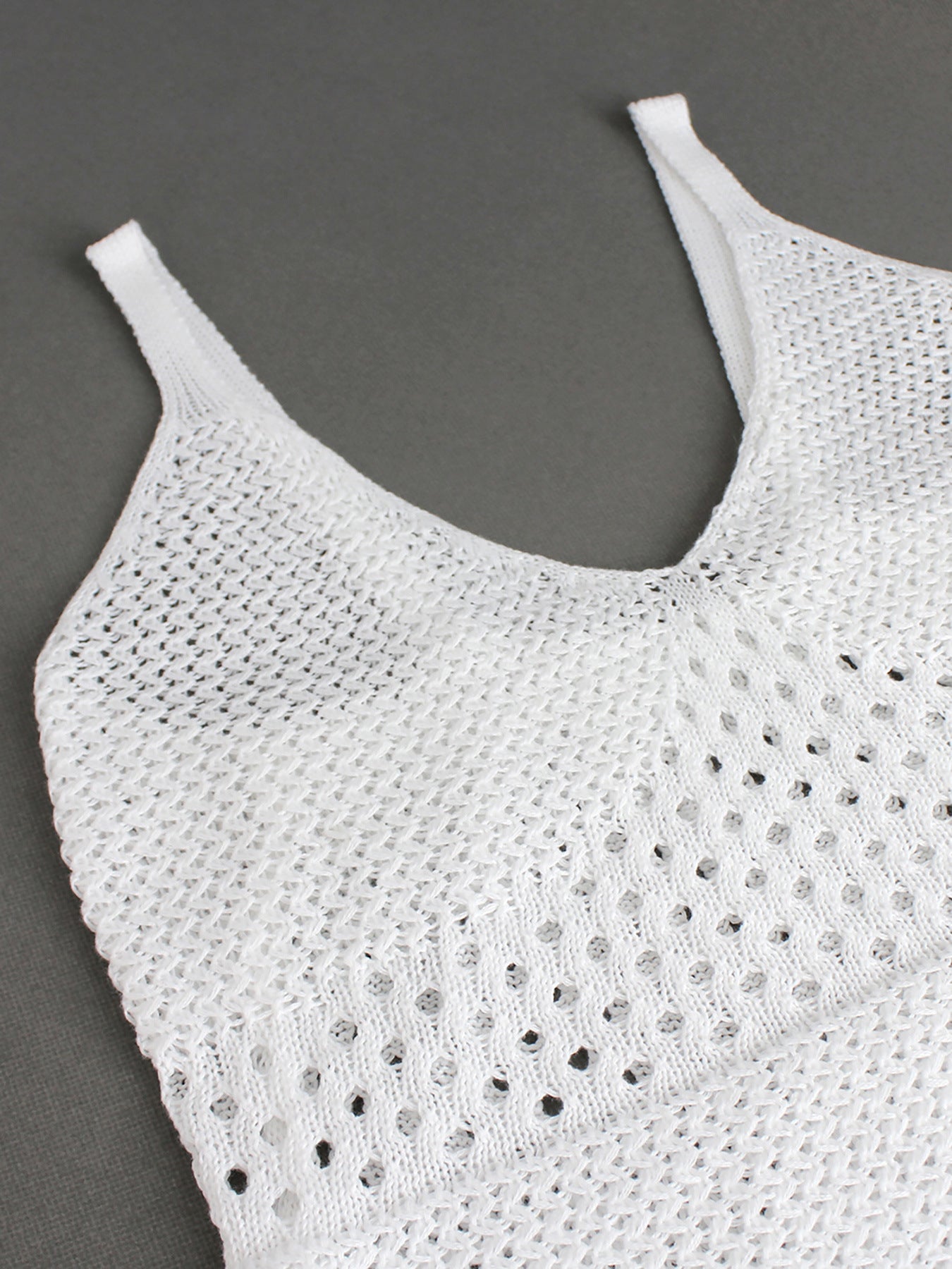 Knit Dresses - Knitted Long Hollow Sling Slit Dress