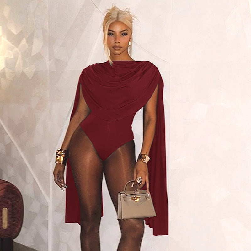 Bodysuits - Slim Fit Swing Collar Bottoming Top Long Sleeve Jumpsuit