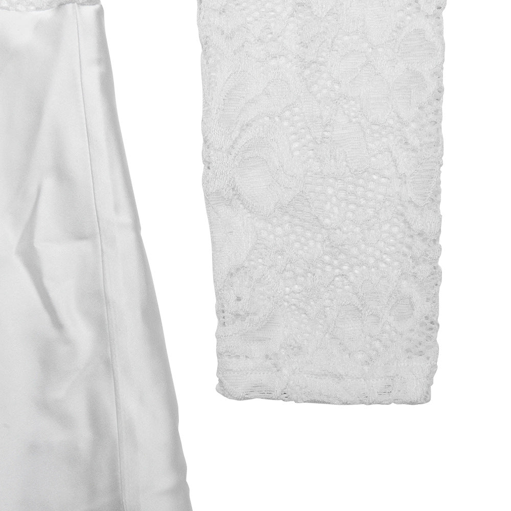 Clubbing Dresses - Lace Round Neck Hollow Out Slim-fitting Patchwork Dress