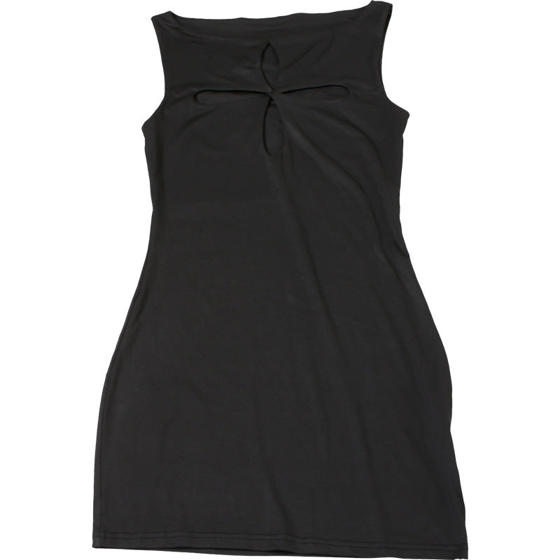 Women's Fashion Sleeveless Solid Color Hollow Design Sheath Dress