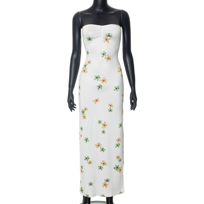 Figurbetontes Schlauch-Maxikleid mit Blumendruck