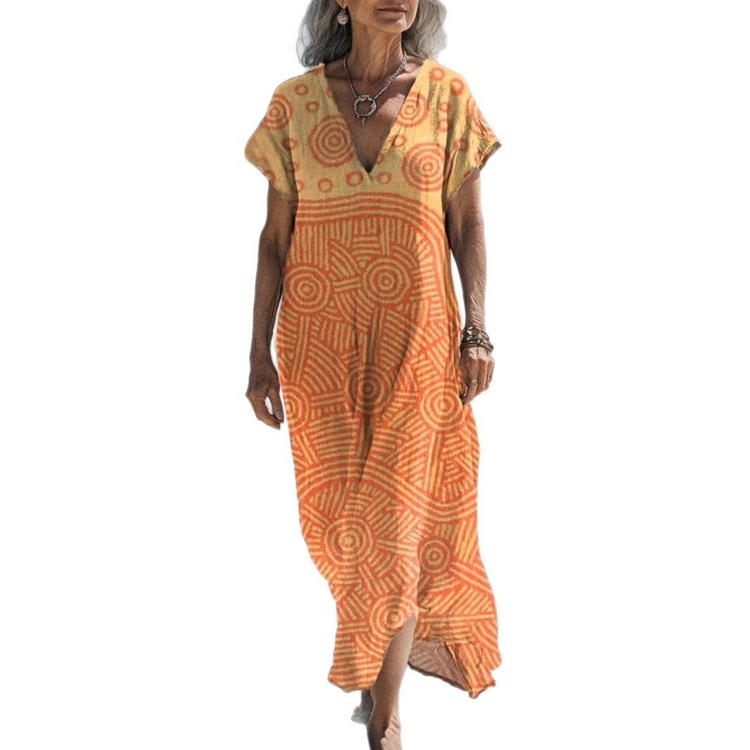 Tunic Dresses - European And American Printed Loose Casual Long Women's Skirt