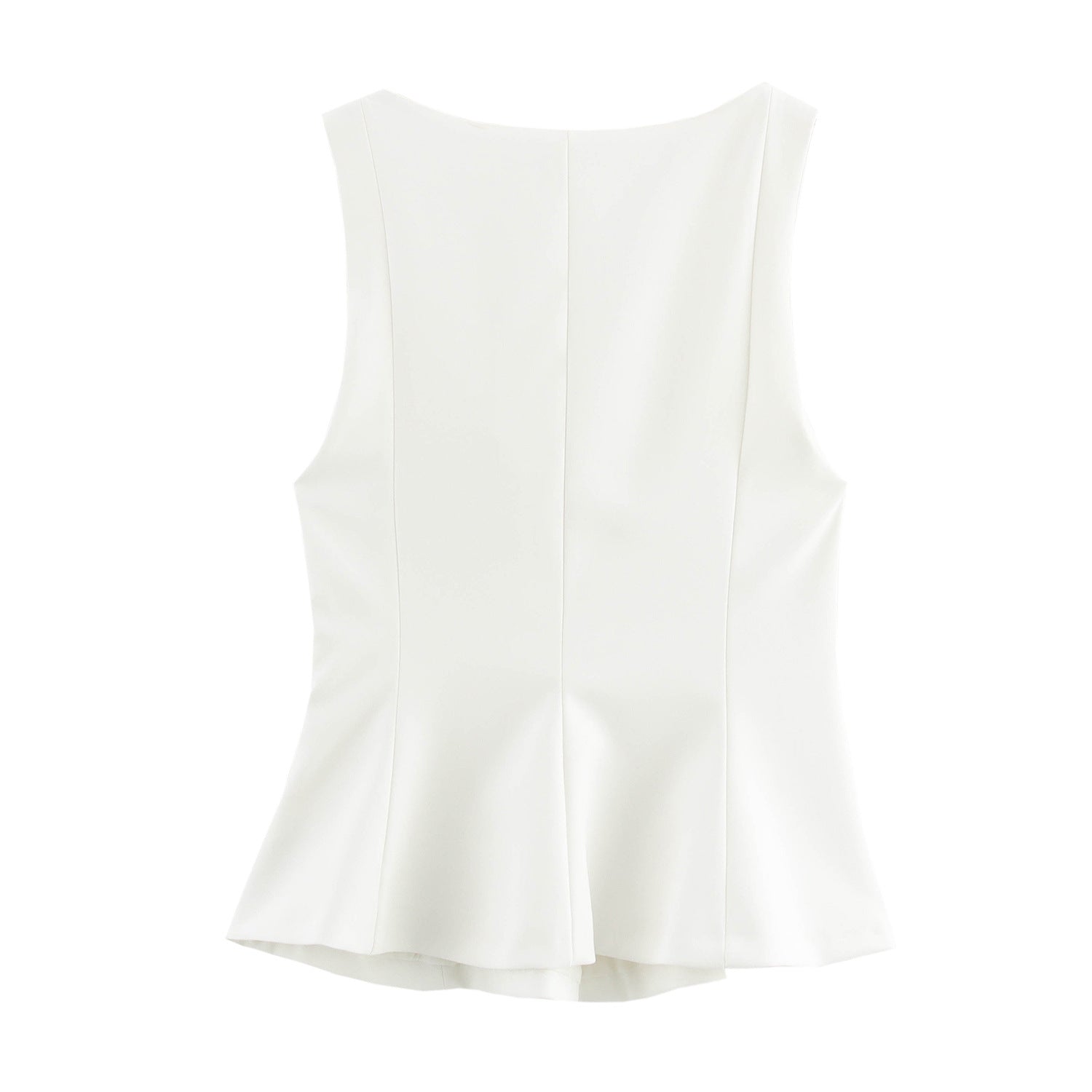 Cami Tops - Pleated Slim-fit Square Collar Sleeveless Small Top