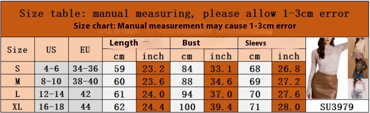 Sheer Mesh Sexy Pure Lace Slim-fit Base T-shirt