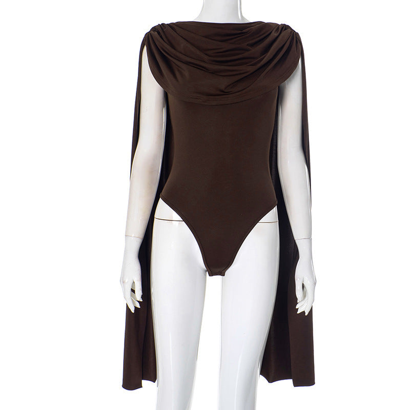 Bodysuits - Slim Fit Swing Collar Bottoming Top Long Sleeve Jumpsuit