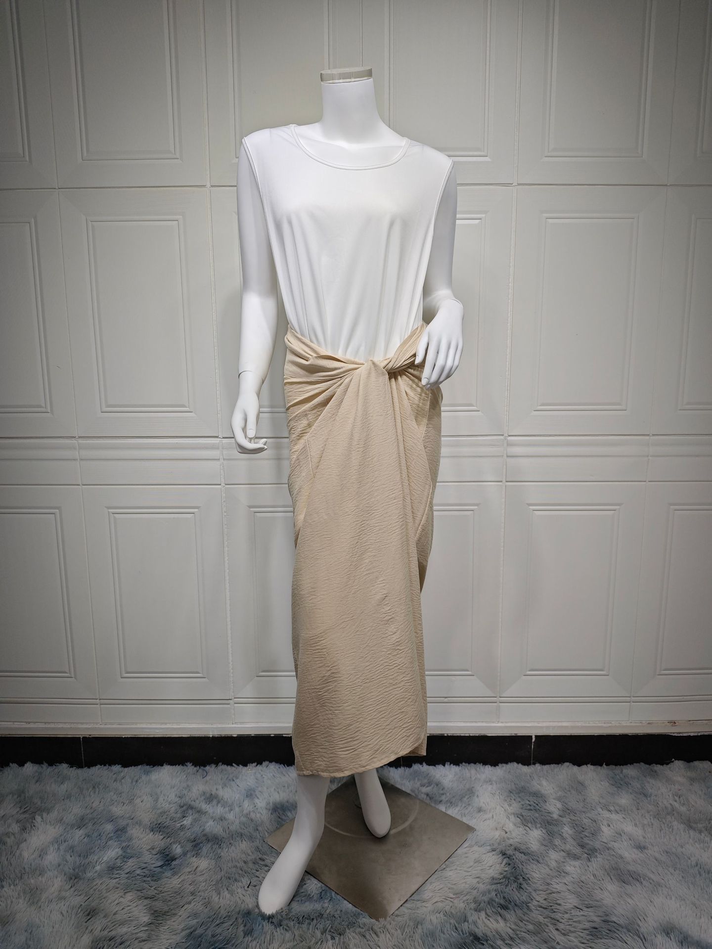 Nipped Waist Skirt Robe Two-piece Set