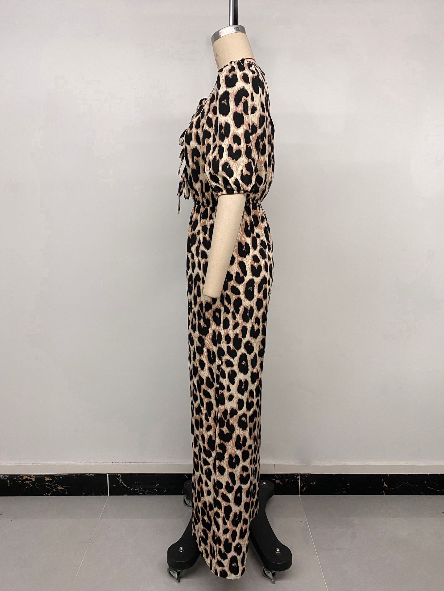 Jumpsuits - European And American Jumpsuit Tied High Waist Leopard Print One-piece Trousers