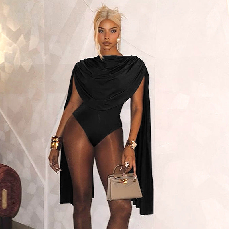 Bodysuits - Slim Fit Swing Collar Bottoming Top Long Sleeve Jumpsuit