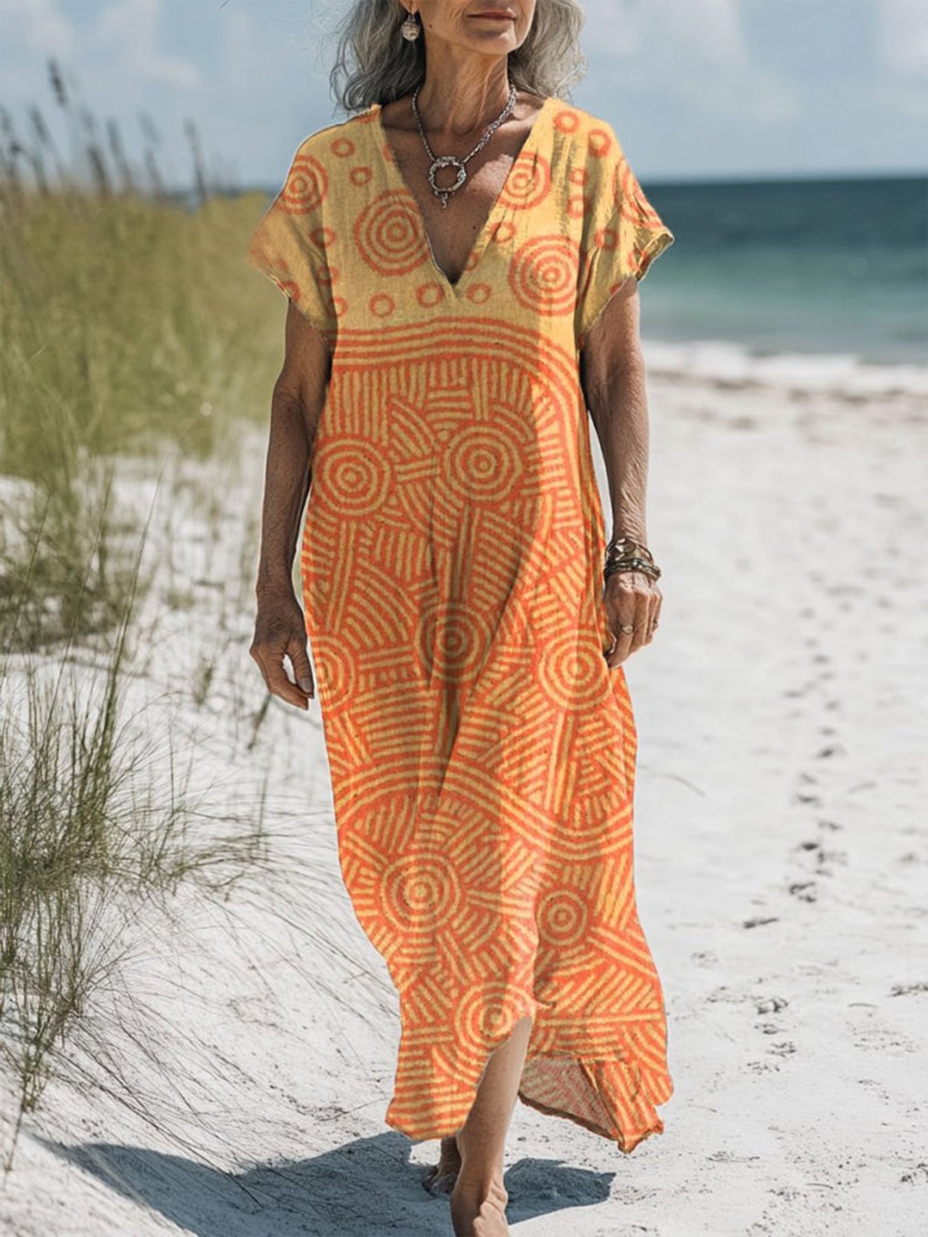 Tunic Dresses - European And American Printed Loose Casual Long Women's Skirt