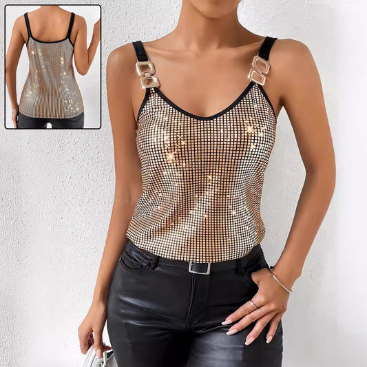 Cami Tops - Summer Sequined Suspender Chain Vest Top Women's Clothing