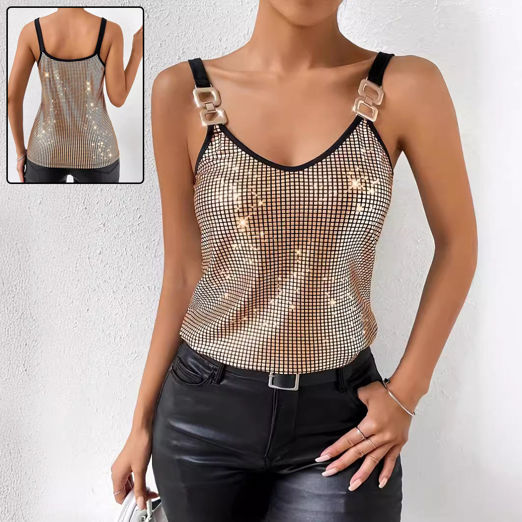 Cami Tops - Summer Sequined Suspender Chain Vest Top Women's Clothing
