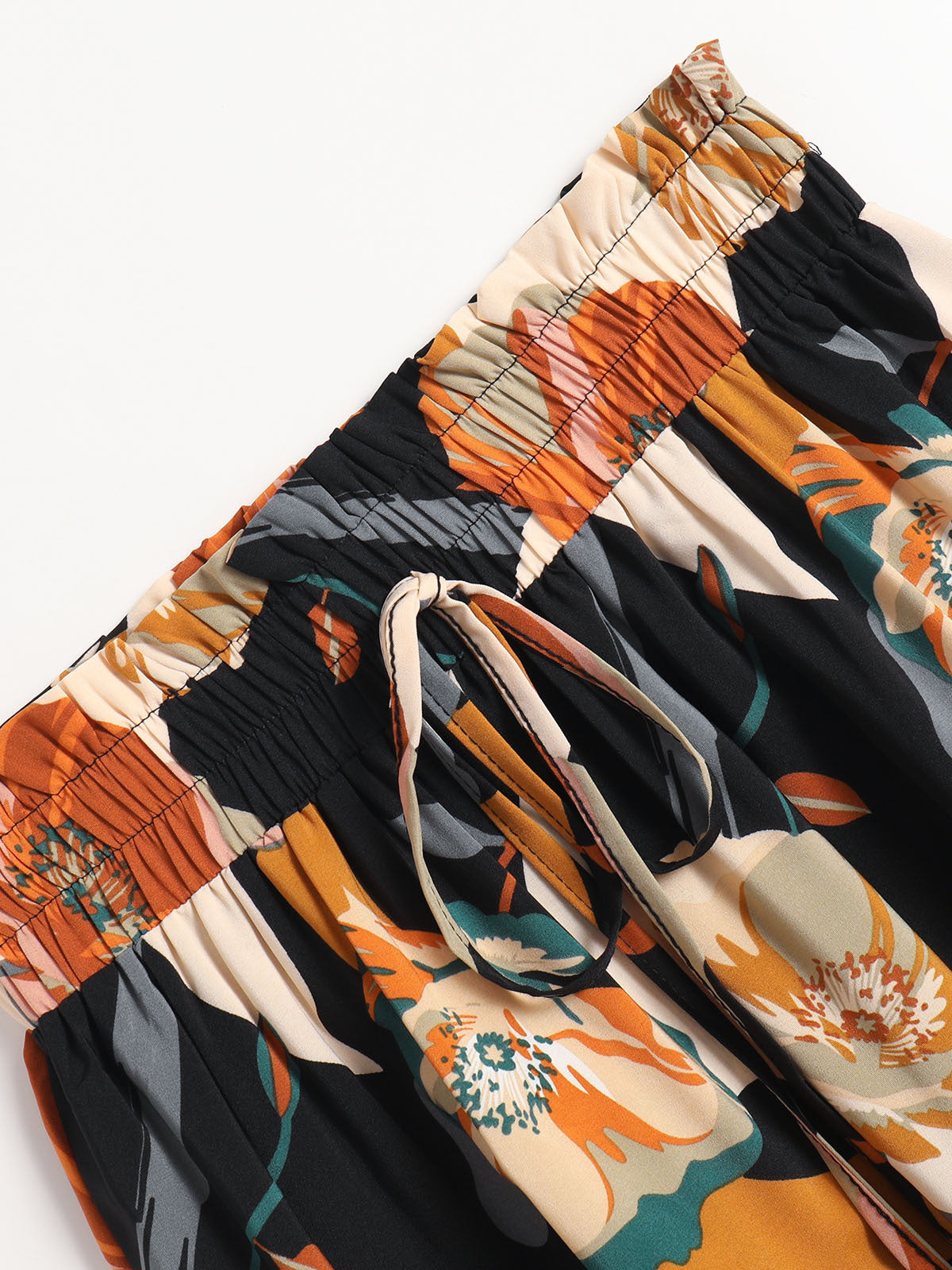 Women's Pleated Floral Print Elastic Waist Skirt