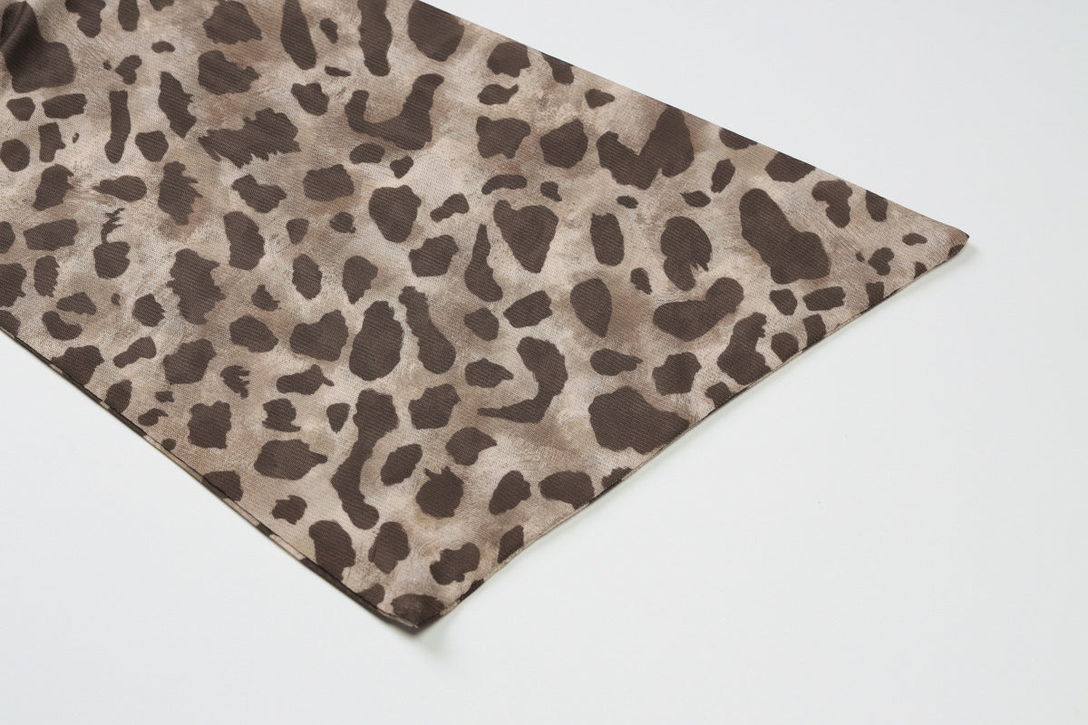 Tops - Leopard Print Crossbody Sleeveless Ribbon Short Tight Vest