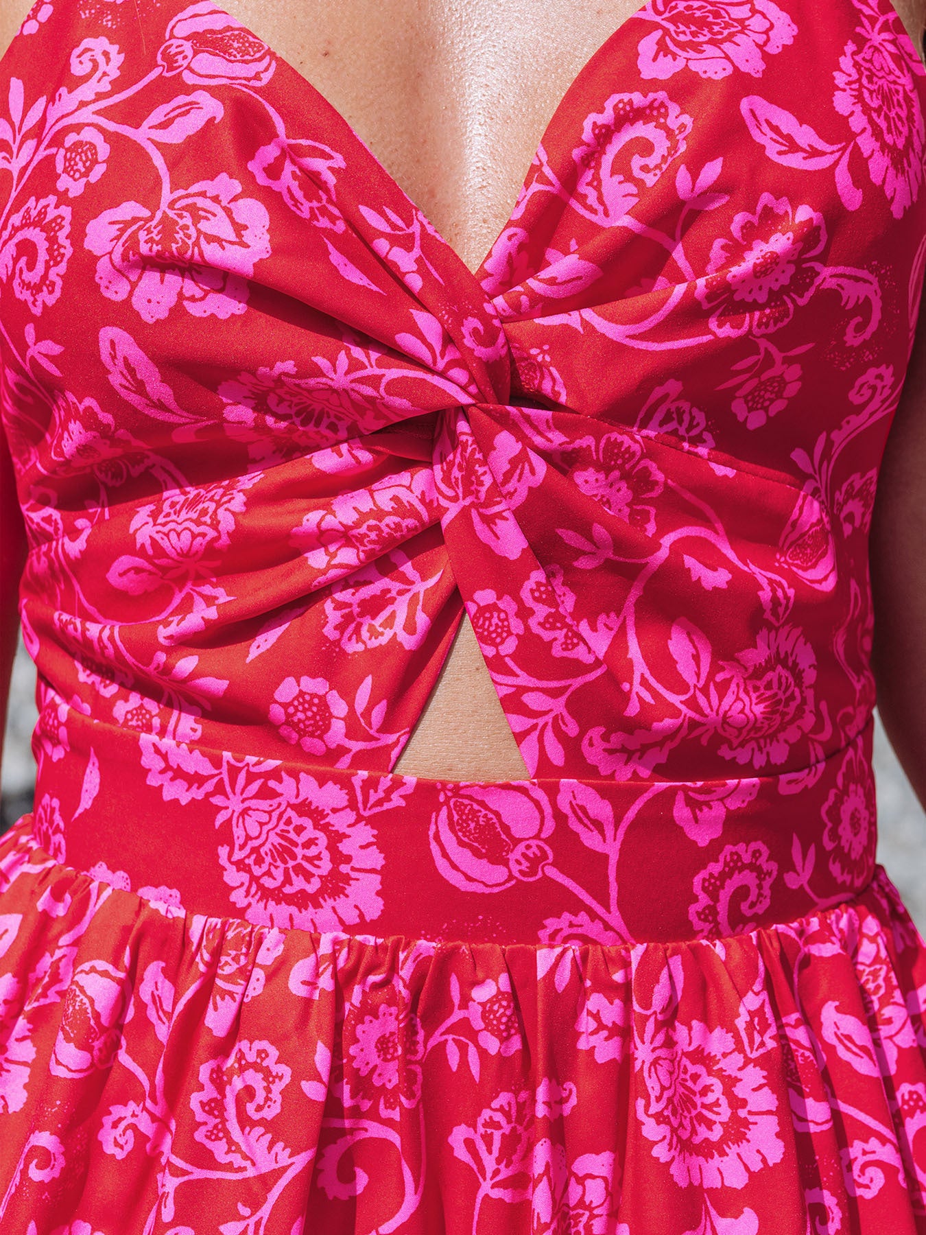 A-Line Dresses - Knotted V-neck Long Dress Women