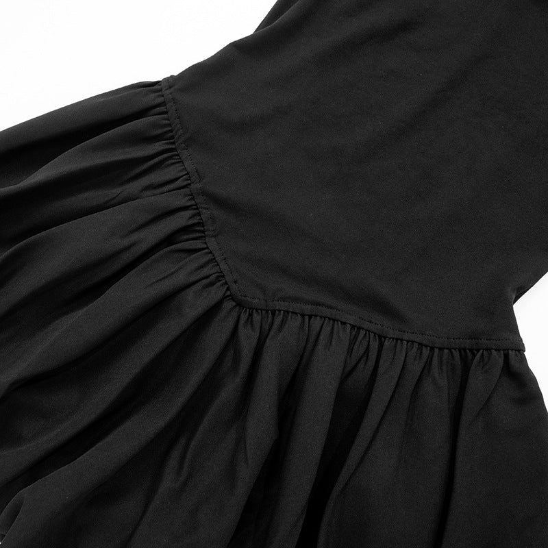 Drop Waist Dresses - Women's Solid Color Sleeveless Strap Stitching Short Dress