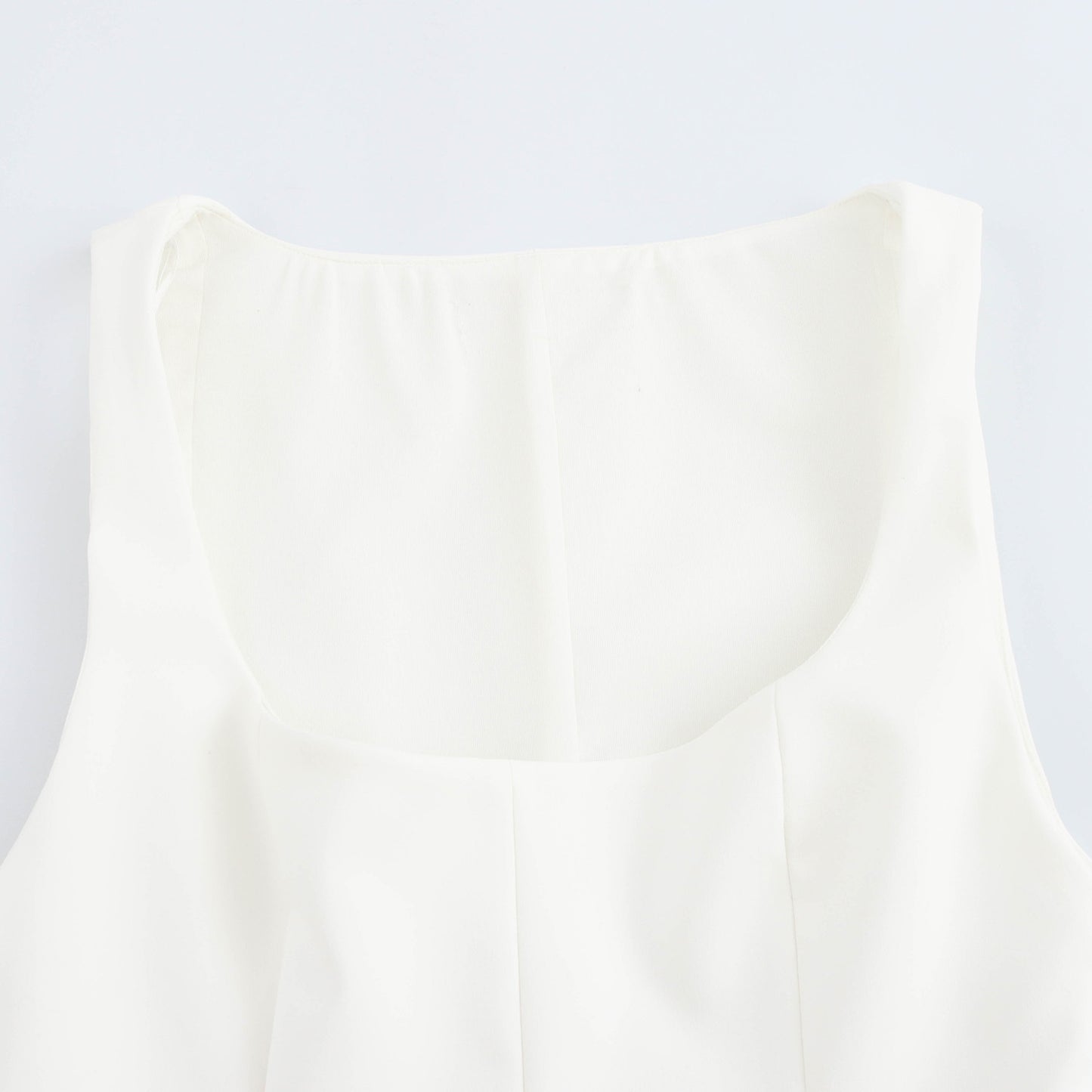 Cami Tops - Pleated Slim-fit Square Collar Sleeveless Small Top