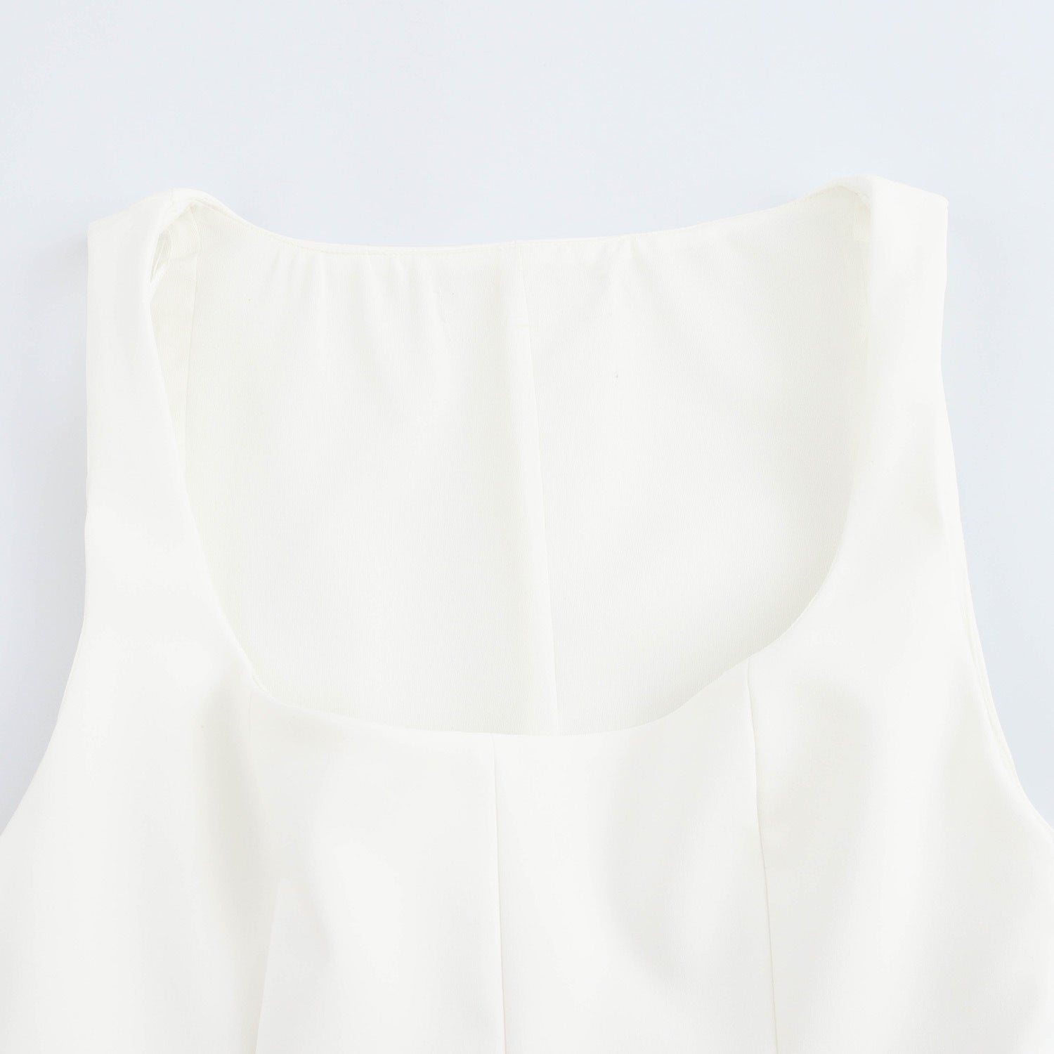 Cami Tops - Pleated Slim-fit Square Collar Sleeveless Small Top