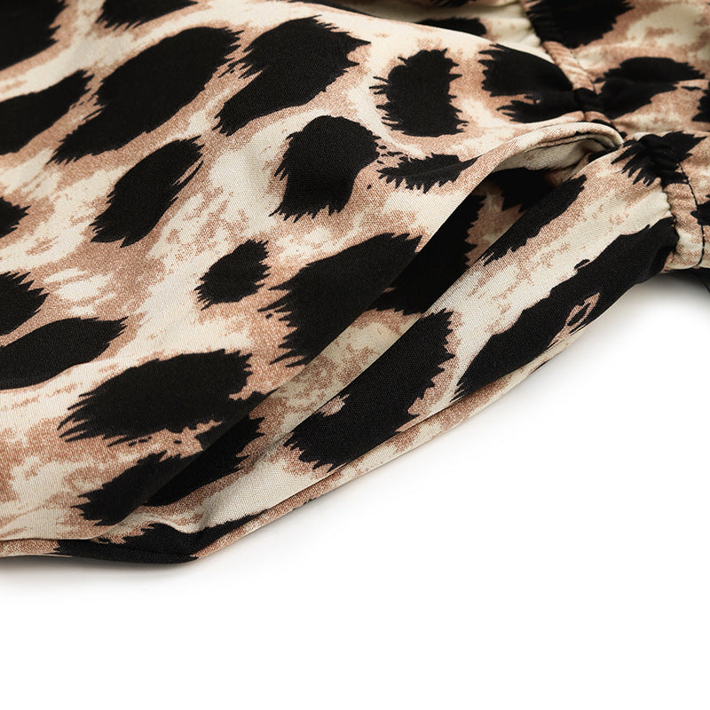 Jumpsuits - European And American Jumpsuit Tied High Waist Leopard Print One-piece Trousers