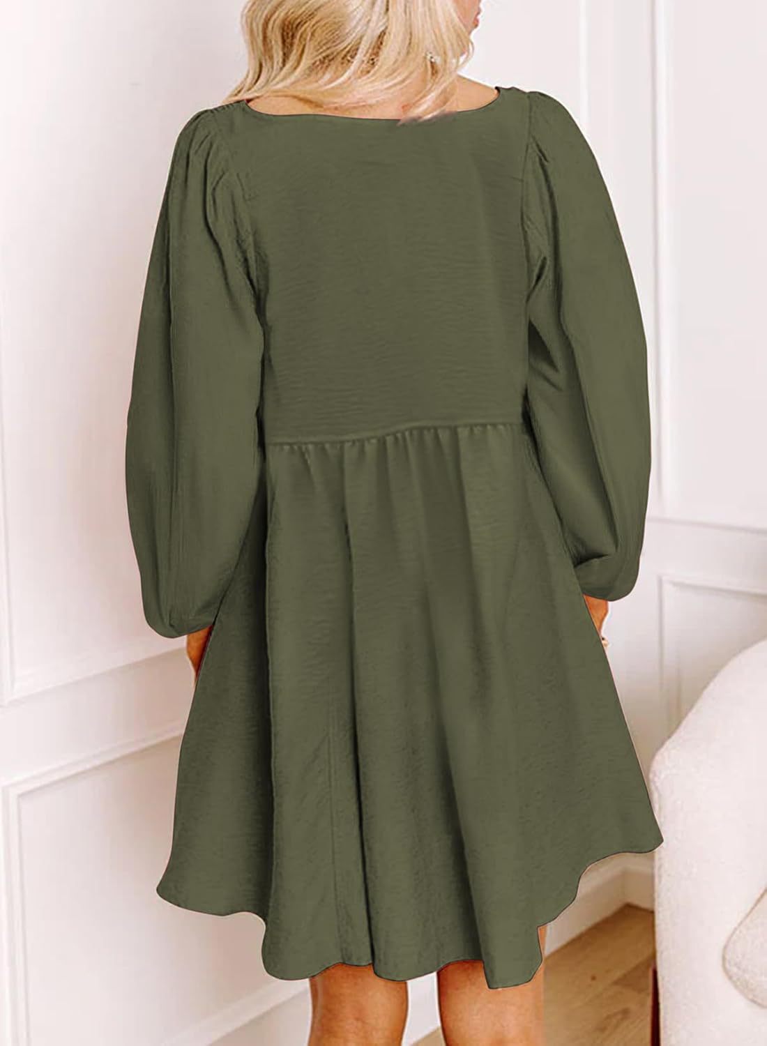 Long Sleeve High Waist A- Line Mini Dress