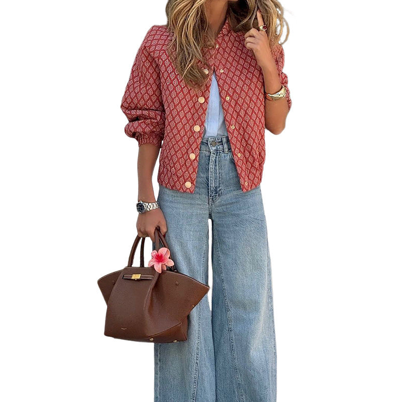 Jackets - Temperament Printed Long Sleeve Top Coat