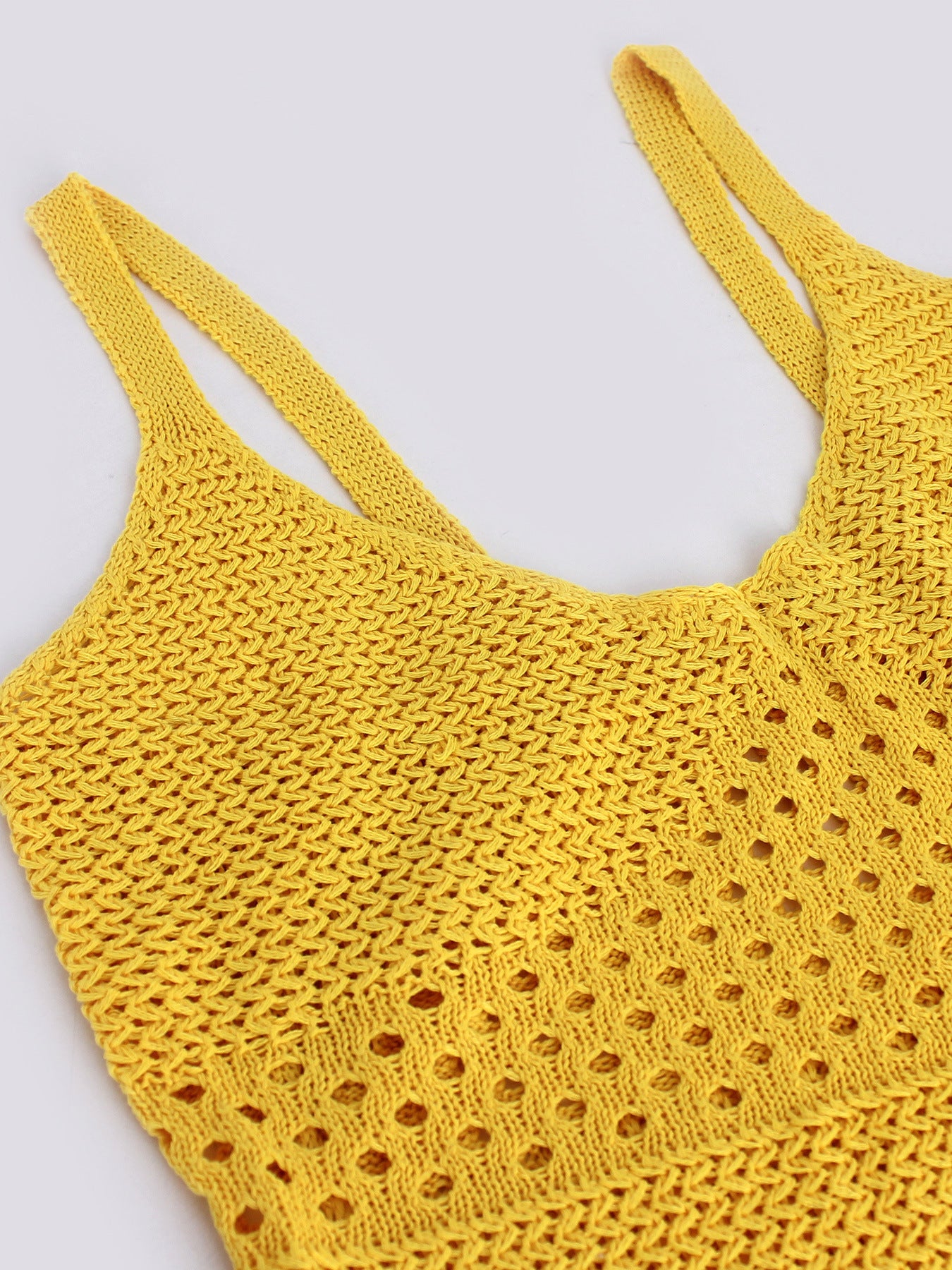 Knit Dresses - Knitted Long Hollow Sling Slit Dress