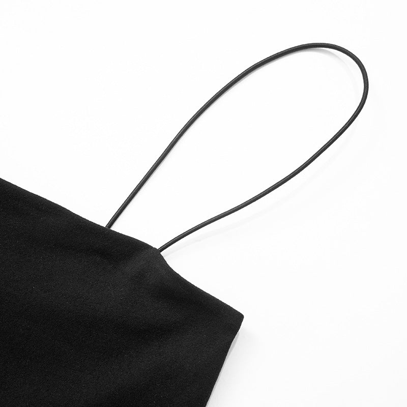 Drop Waist Dresses - Women's Solid Color Sleeveless Strap Stitching Short Dress