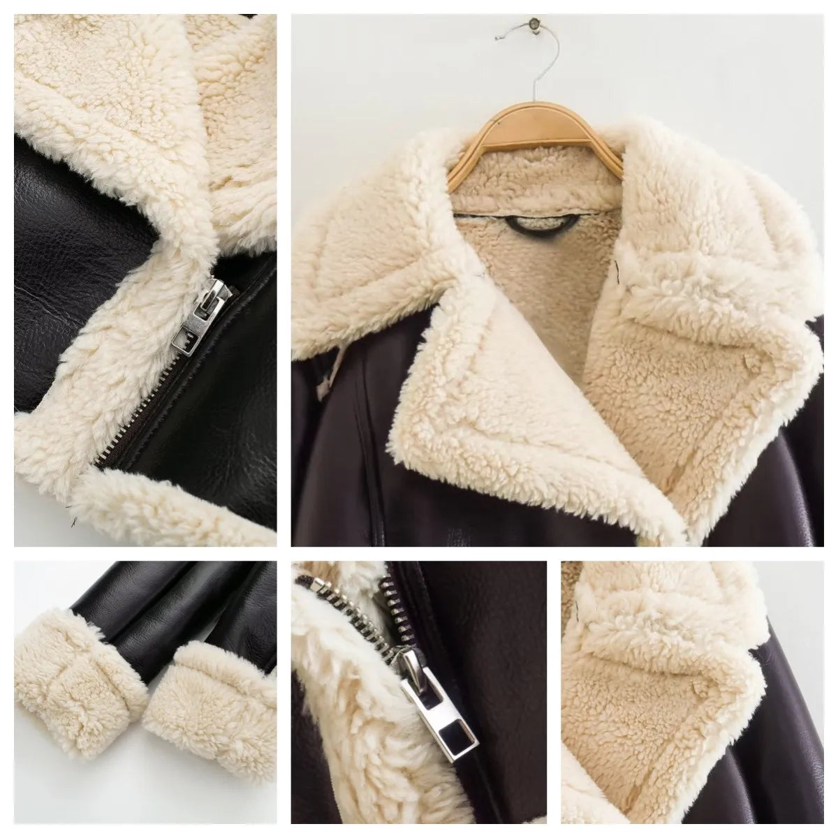 Aviator Jackets- Modern Cropped Leather Jacket with Cozy Faux Fur Lining- - Pekosa Women Fashion