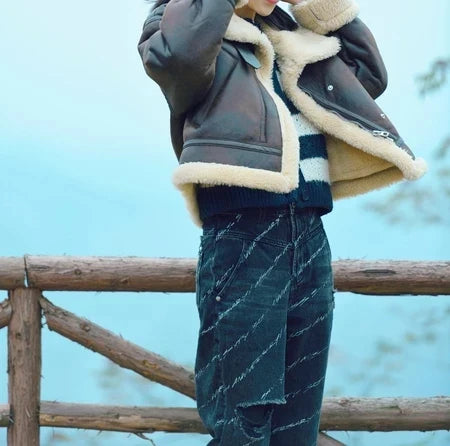 Aviator Jackets- Winterwear Women's PU Faux Leather Aviator Jacket- - Pekosa Women Fashion