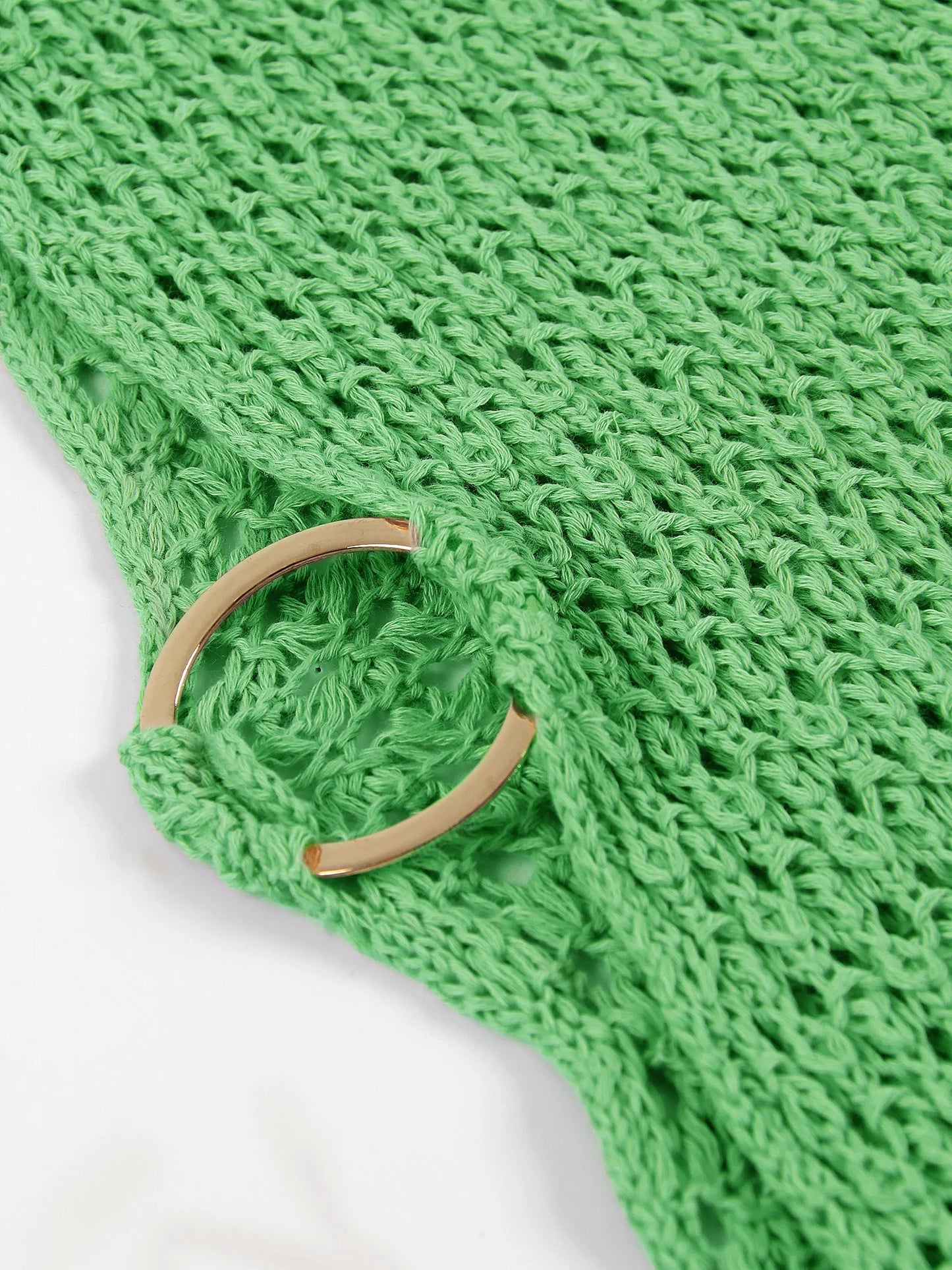 Beach Dresses - Beach Knit Cover-Up Dress with Cutouts