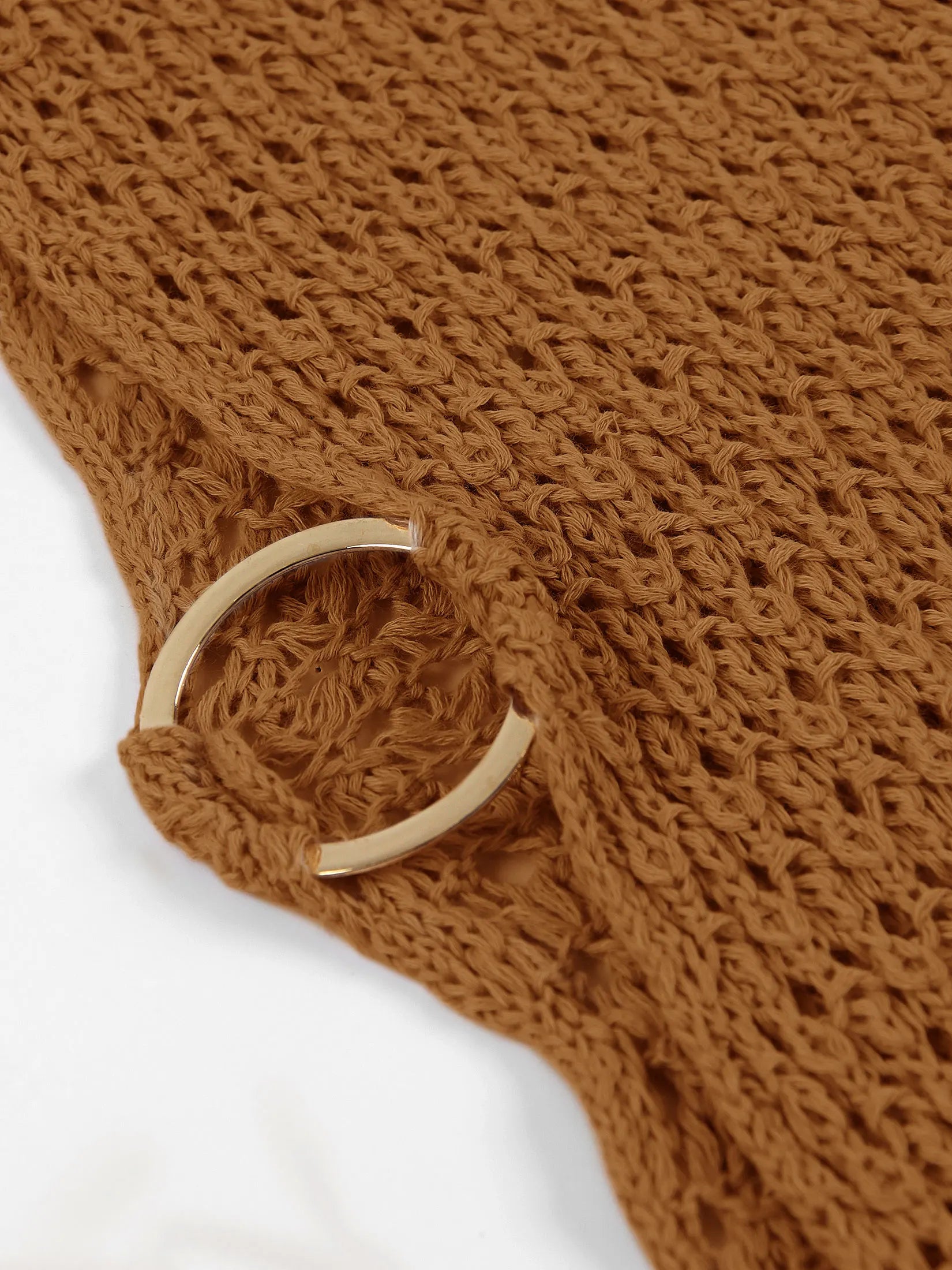 Beach Dresses - Beach Knit Cover-Up Dress with Cutouts