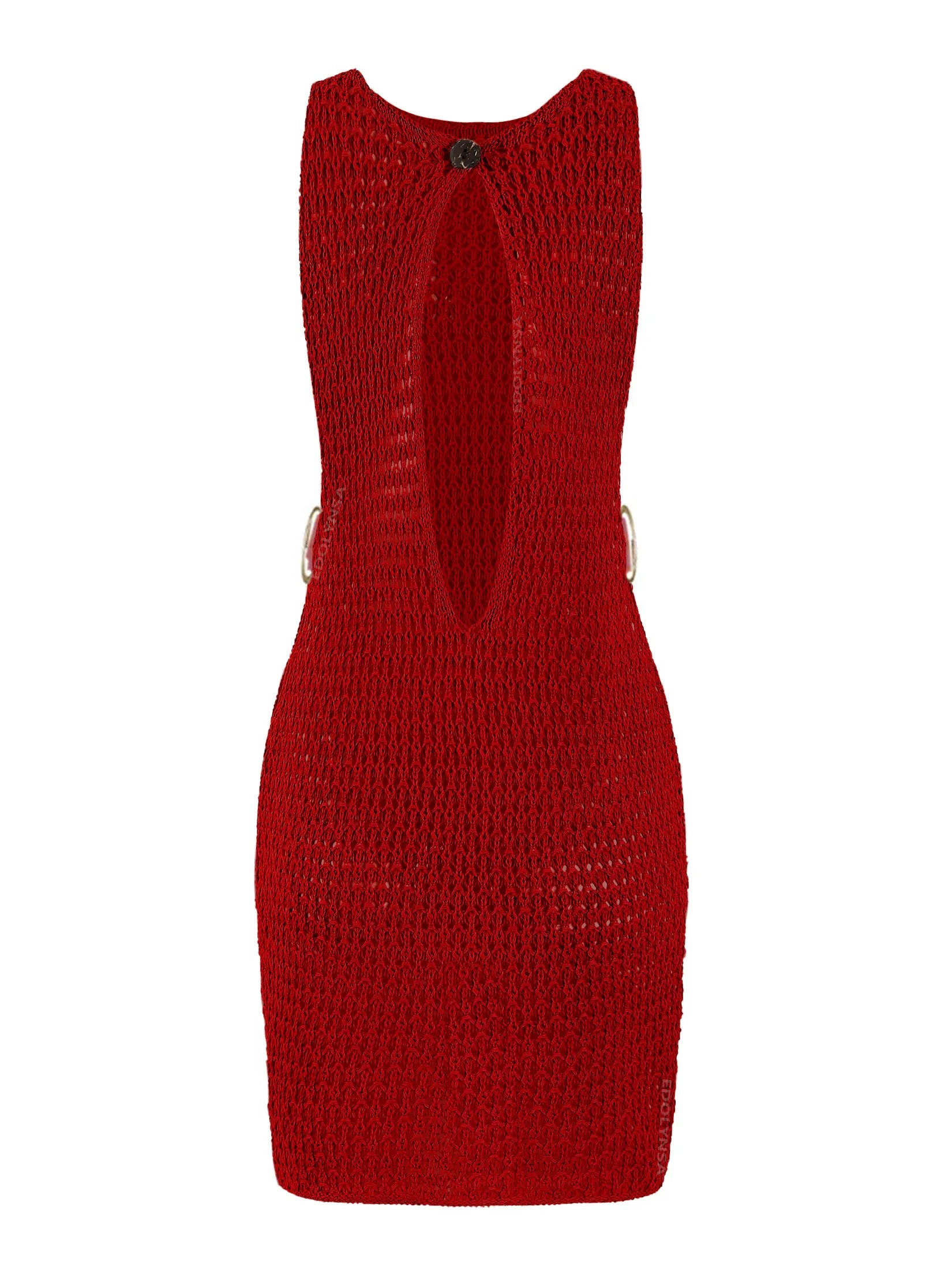 Beach Dresses - Beach Knit Cover-Up Dress with Cutouts