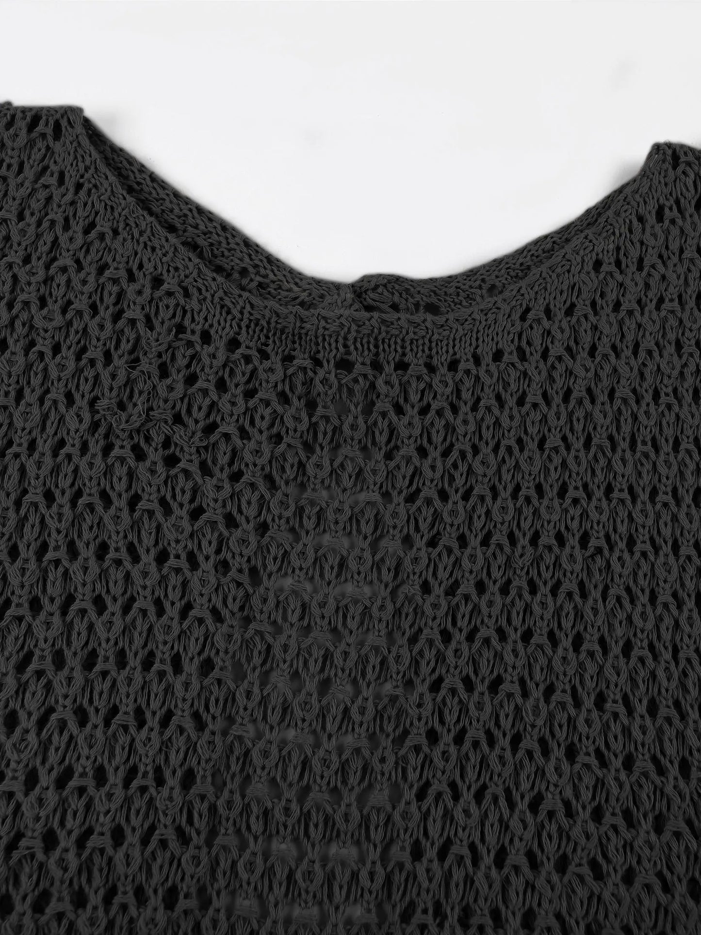 Beach Dresses - Beach Knit Cover-Up Dress with Cutouts