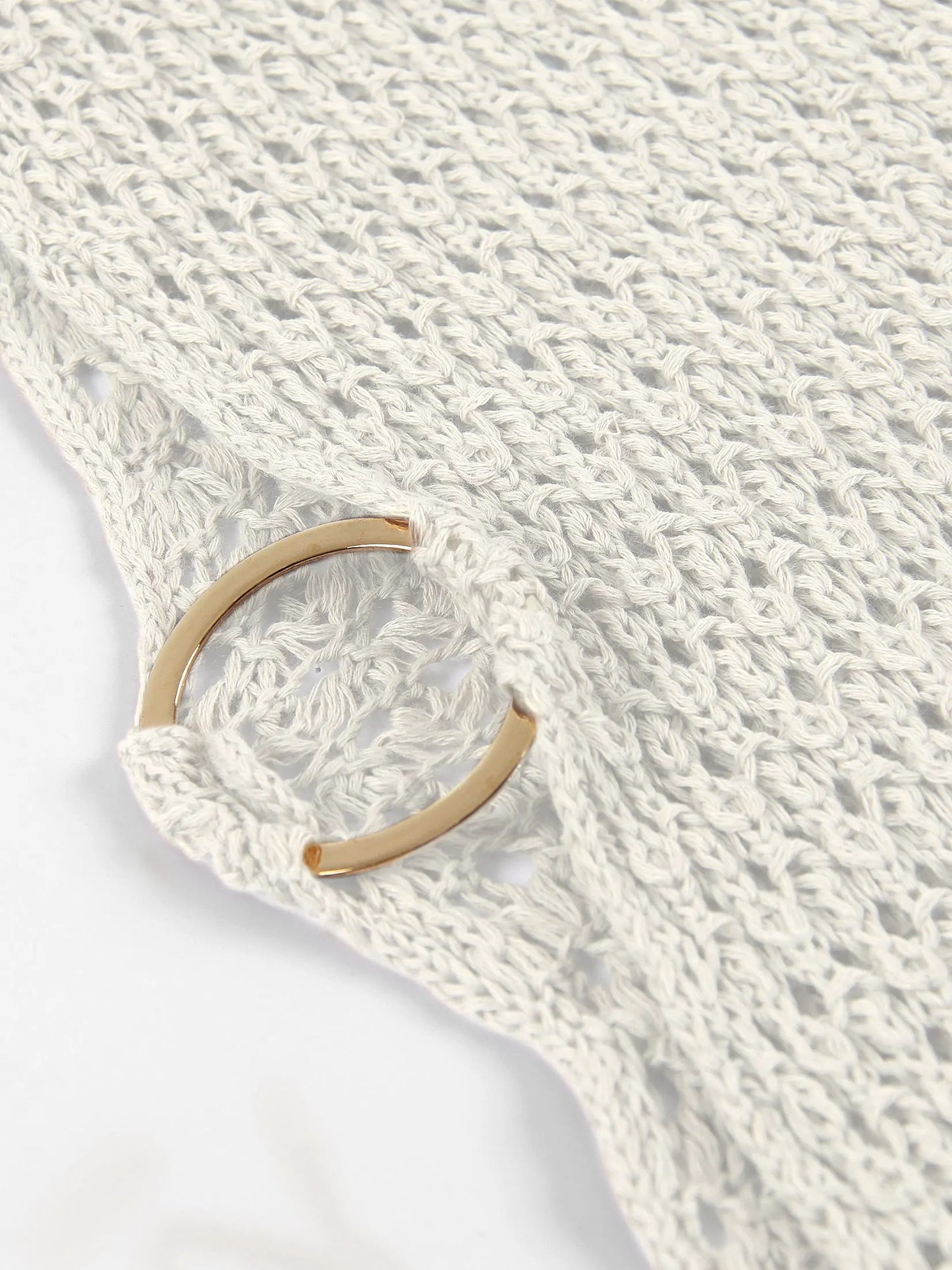 Beach Dresses - Beach Knit Cover-Up Dress with Cutouts