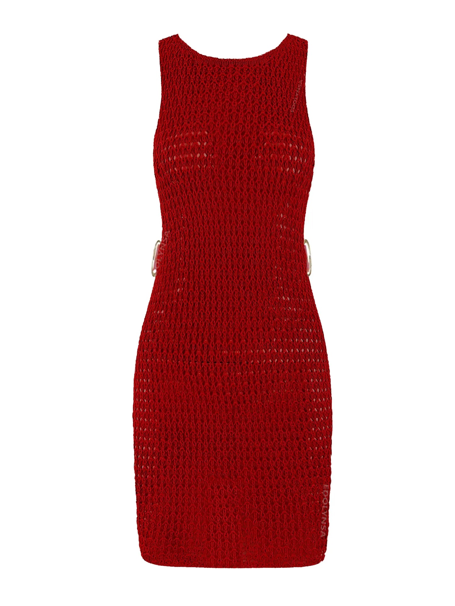 Beach Dresses - Beach Knit Cover-Up Dress with Cutouts