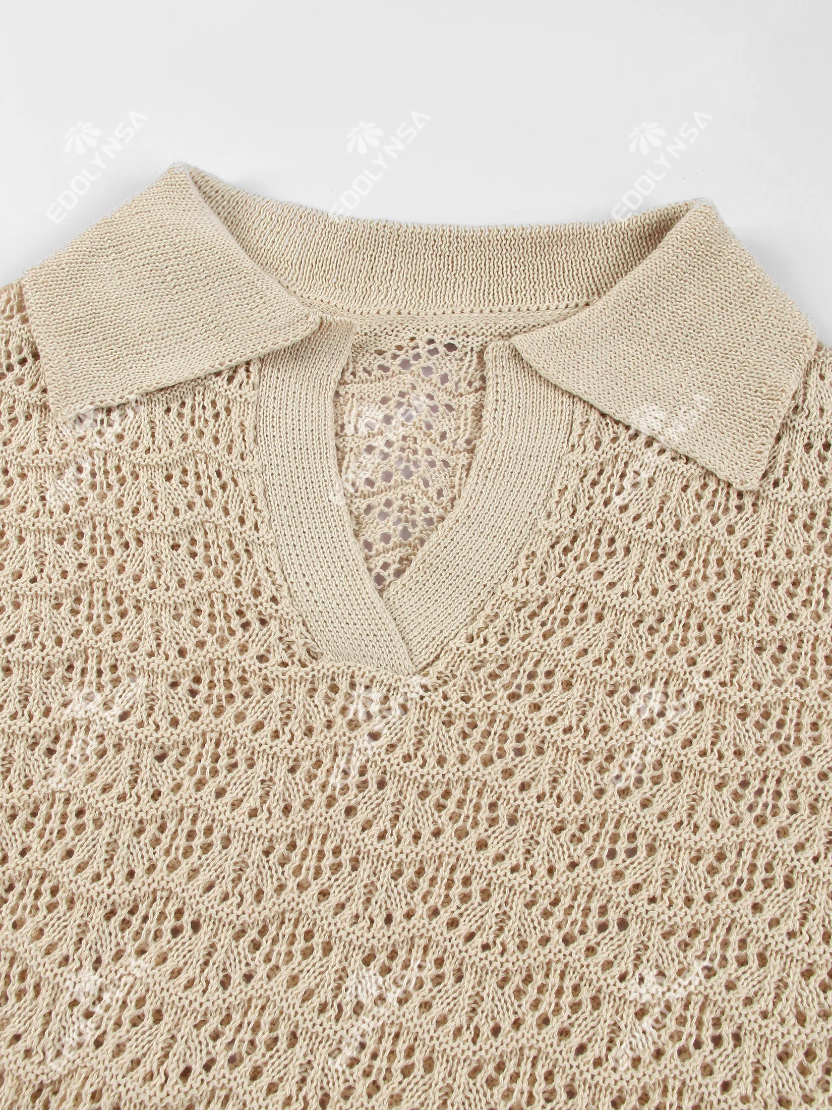 Beach Dresses - Knit Cover-Up Beach Dress with Belted Waist for Vacations