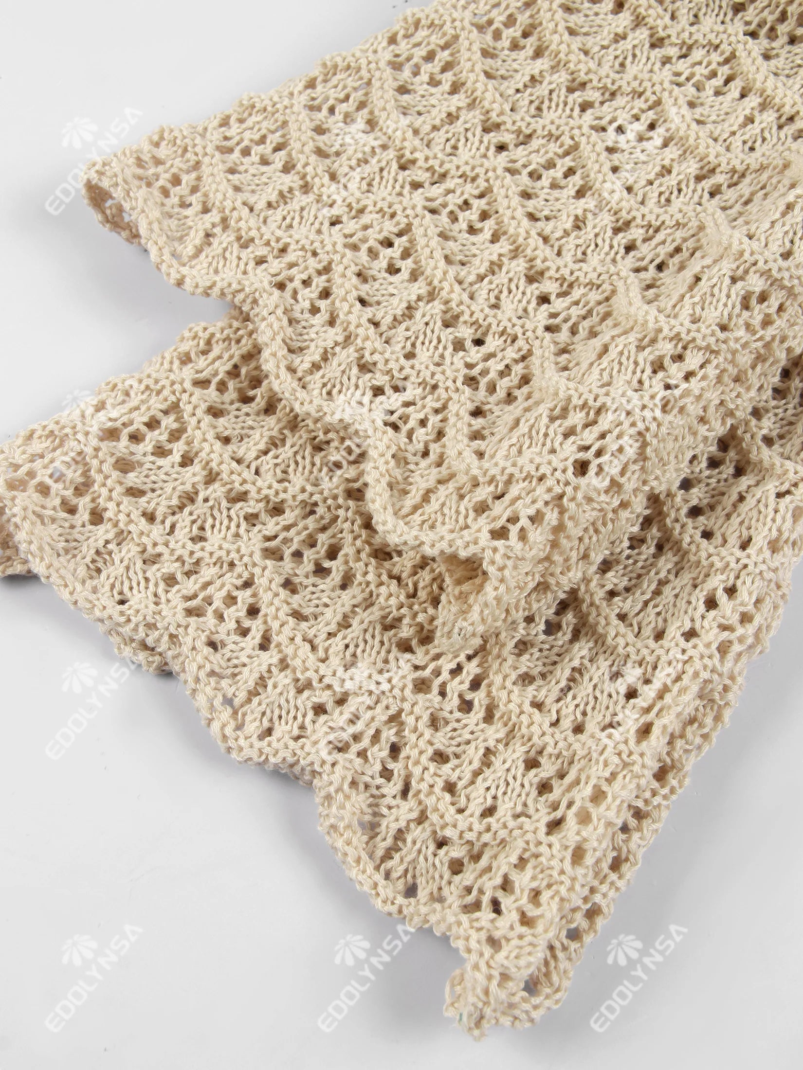 Beach Dresses - Knit Cover-Up Beach Dress with Belted Waist for Vacations