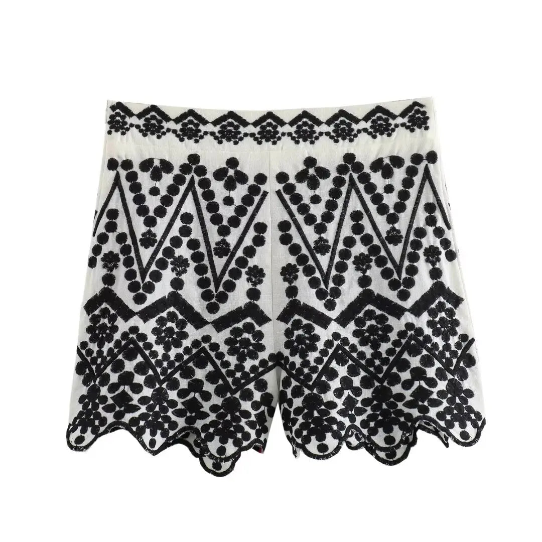 Beach Outfits- Women Embroidered Bohemian 2 Piece Set for Summer Adventures- Only Shorts- Pekosa Women Fashion