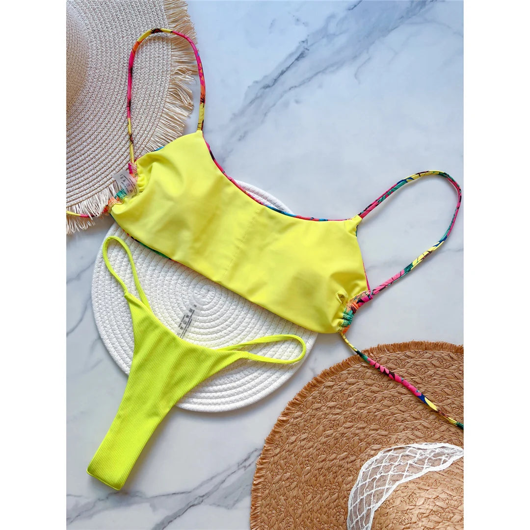 Bikinis - Colorful Brazilian 2 Piece Bikini for Beach Days and Pool Parties