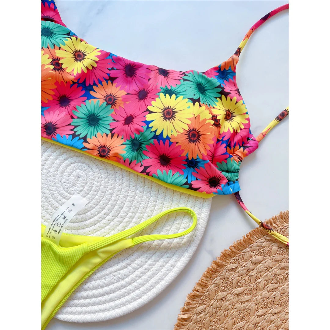 Bikinis - Colorful Brazilian 2 Piece Bikini for Beach Days and Pool Parties