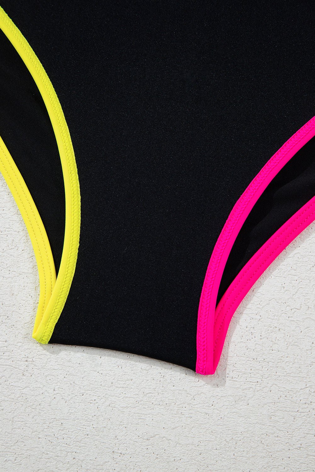 Bikinis - High-Waist Color Block Bikini for Tropical Getaways