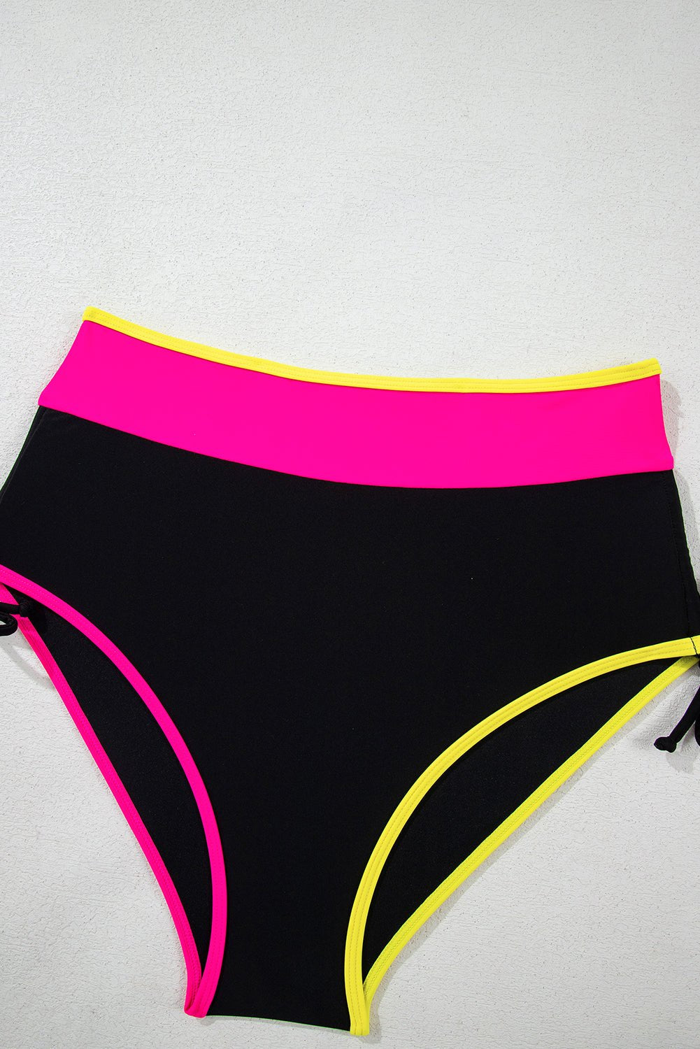 Bikinis - High-Waist Color Block Bikini for Tropical Getaways