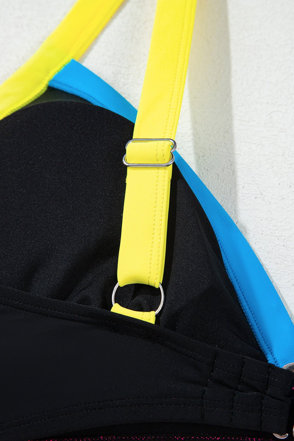 Bikinis - High-Waist Color Block Bikini for Tropical Getaways