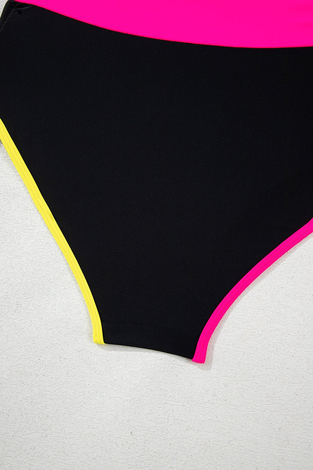 Bikinis - High-Waist Color Block Bikini for Tropical Getaways