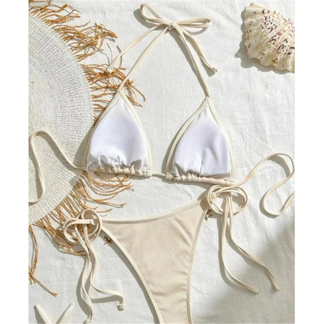 Bikinis - Women’s String Bikini with Decorative Sea Motifs