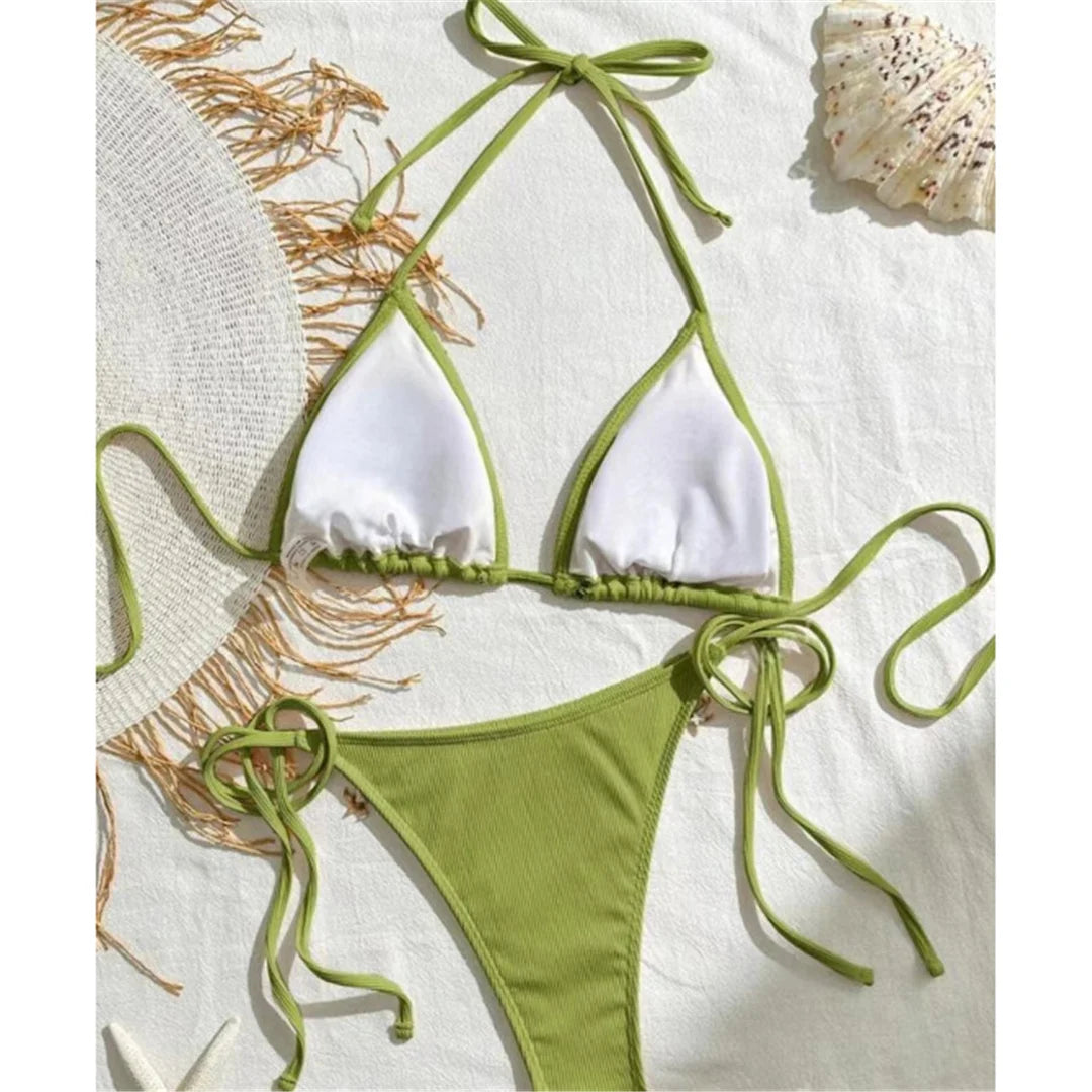 Bikinis - Women’s String Bikini with Decorative Sea Motifs