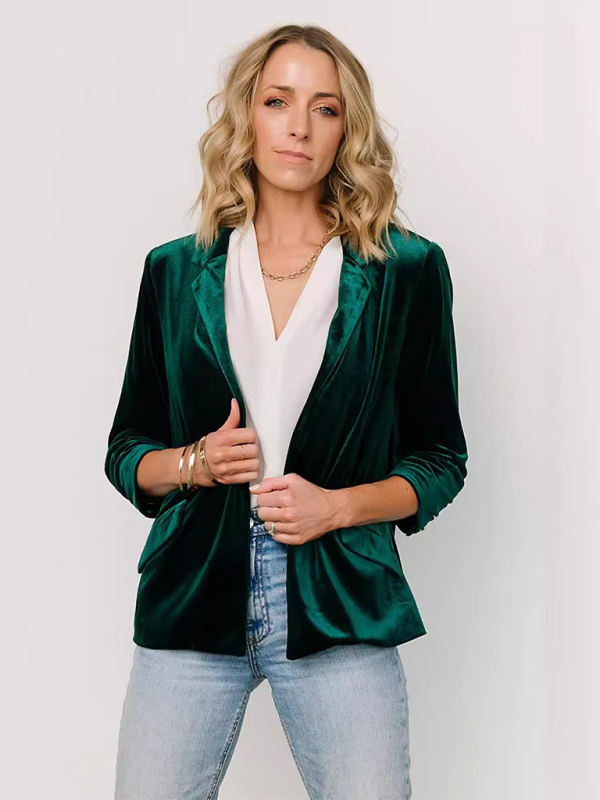 Blazers- Velvet Touch Blazer for Evening and Professional Wear
