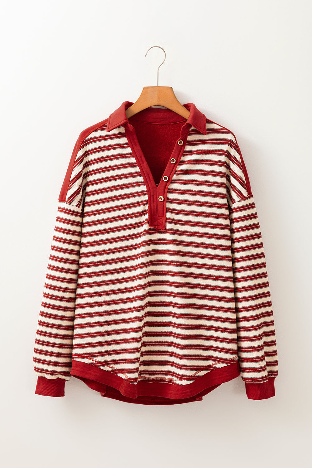 Blouses & Shirts - Autumn Casual Stripe V-Neck Button Top
