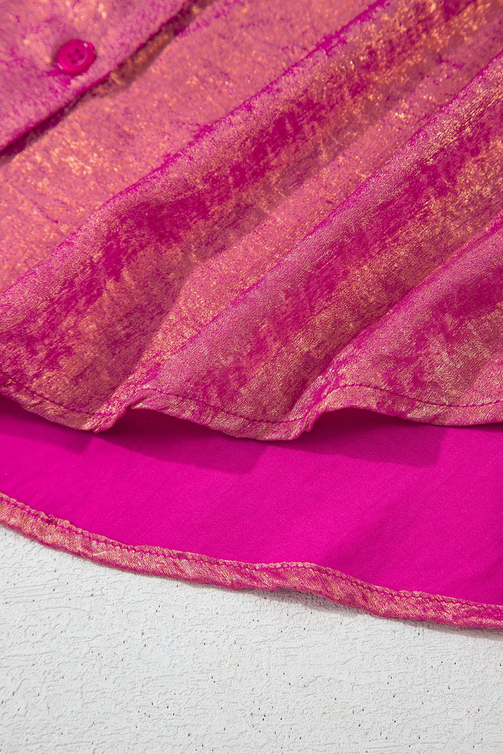 Blouses & Shirts - Women's Pink Sparkly Casual Buttoned Blouse for Festive Occasions