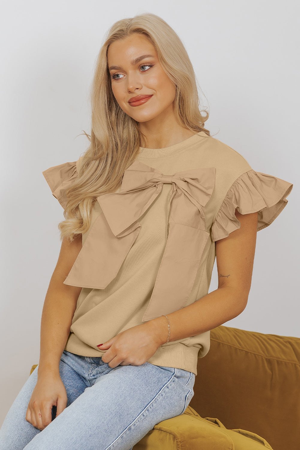 Blouses & Shirts - Casual Bow Front Top for Women