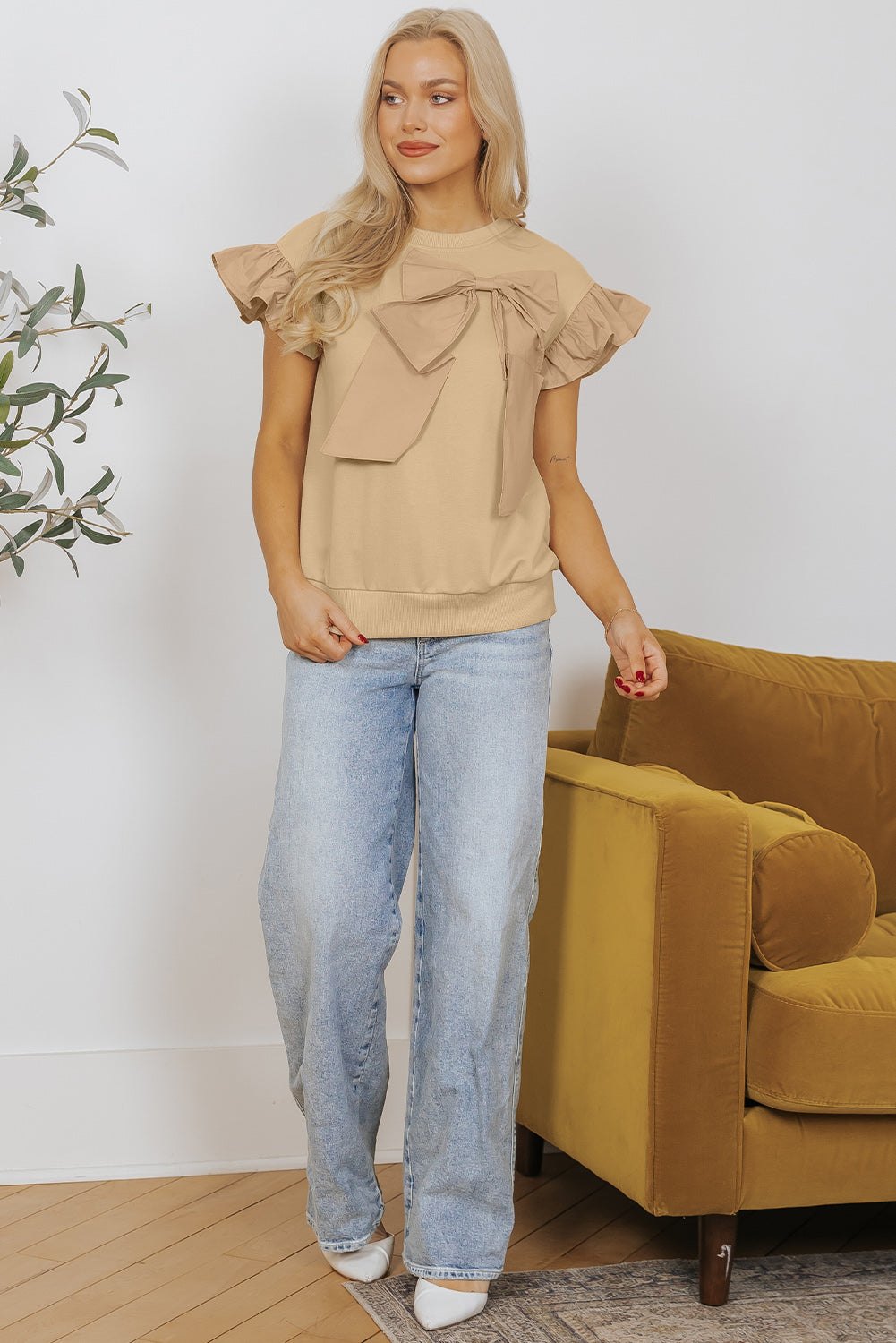 Blouses & Shirts - Casual Bow Front Top for Women